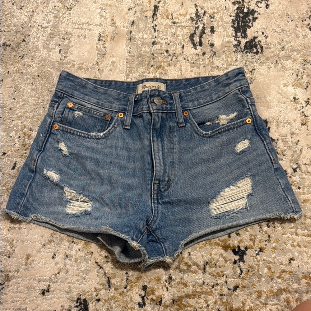 Madewell Blue Distressed Jean Shorts